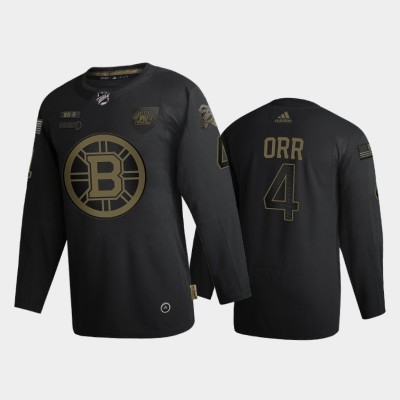 Boston Boston Bruins #4 Bobby Orr Men's Adidas 2020 Veterans Day Authentic NHL Jersey - Black Men's